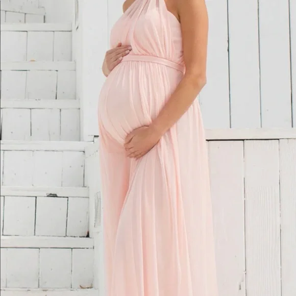 Baby Girl Light Pink Maternity Dress For Baby Shower Pink Lace Mesh Overlay Maternity Maxi Dress Baby Girl Light Pink Maternity Dress For Baby Shower Pink Lace Mesh Overlay Maternity Maxi Dress